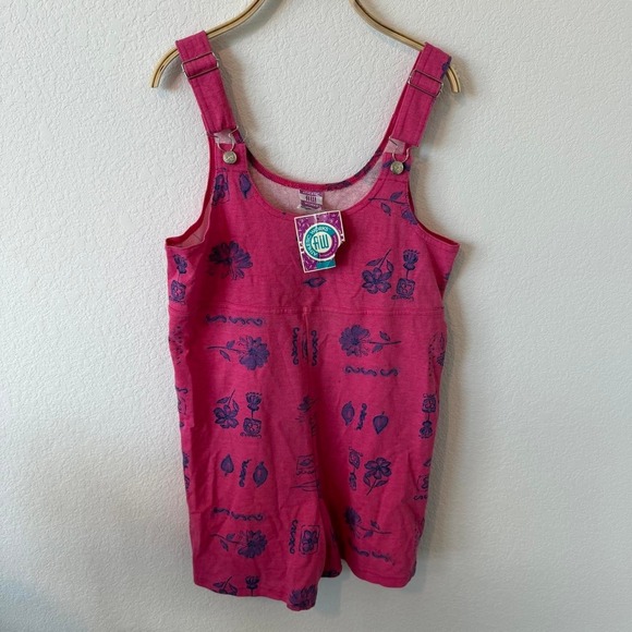 Pants - Vintage Deadstock Pink Printed Short Overalls